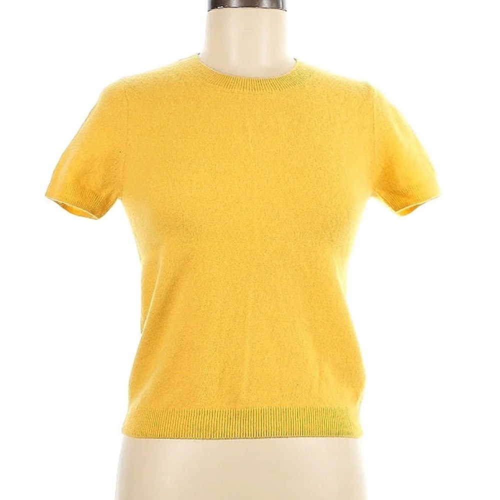 Quince Cashmere Mongolian Banana Tropical Yellow Crew Neck FITS LIKE AN XS/S